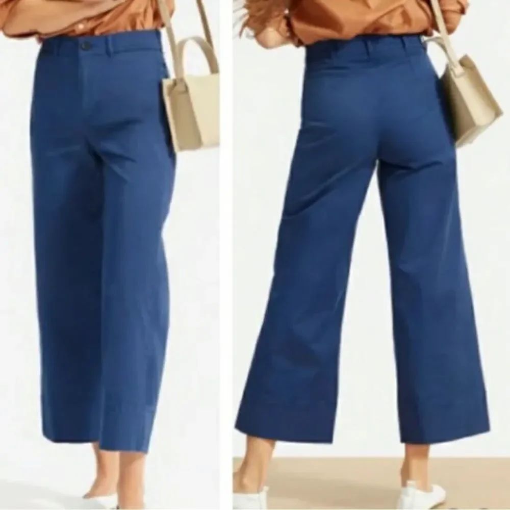 Chic NWT Everlane Bellweater Blue Utility Hi Rise Wide Leg Pant Size 12